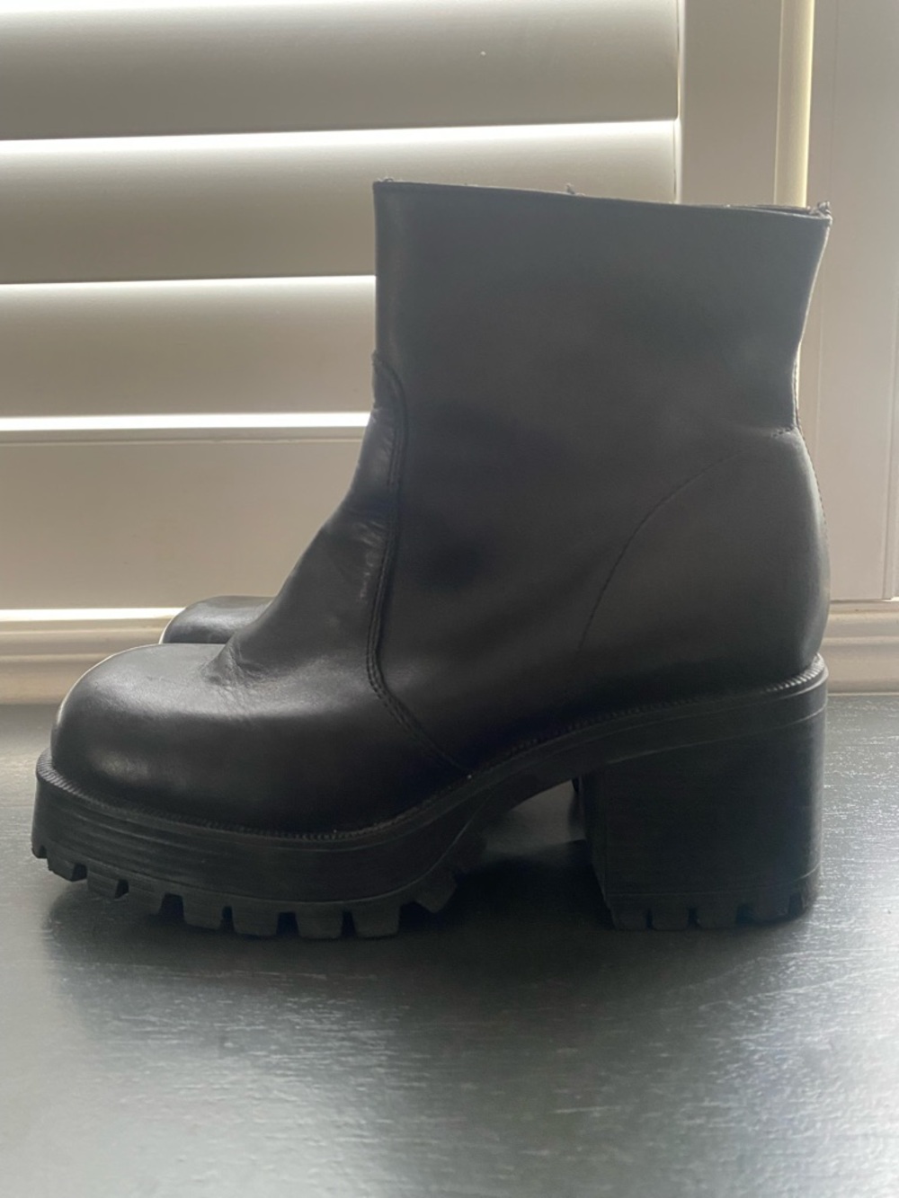 Aldo Black Lug Sole Platform Ankle Boots